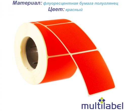 Етикетка флуоресцентна прямокутна червона