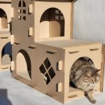 Двухэтажный таунхауз лежанка для котов с теплым полом - фото 1